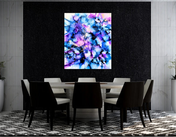 Acrylglasbild «Sea of Blue Flowers»