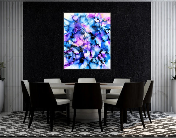 Acrylglasbild «Sea of Blue Flowers»