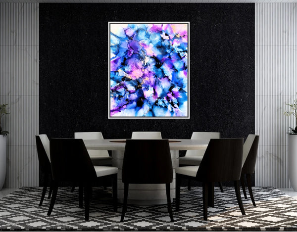 Acrylglasbild «Sea of Blue Flowers»