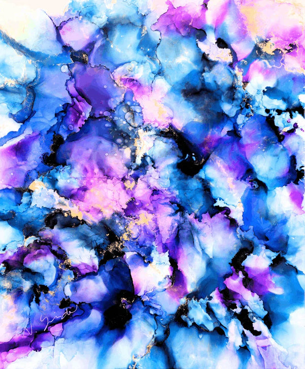 Acrylglasbild «Sea of Blue Flowers»