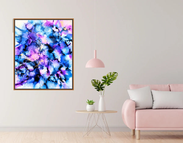 Acrylglasbild «Sea of Blue Flowers»