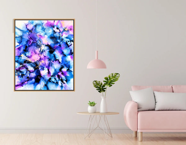 Acrylglasbild «Sea of Blue Flowers»