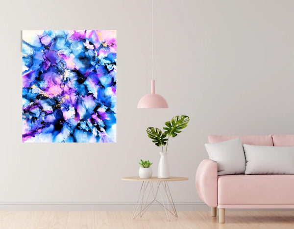 Acrylglasbild «Sea of Blue Flowers»