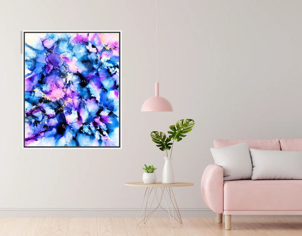 Acrylglasbild «Sea of Blue Flowers»